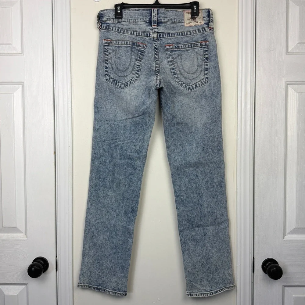 True Religion Ricki Relaxed Straight Jeans Mens 28x32 Blue Acid Wash Denim Y2K